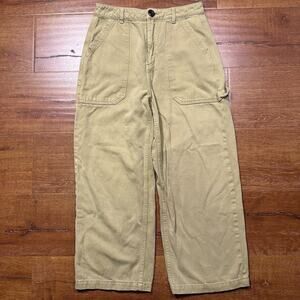Back Beat Co Painter Crop Pants Womens 4 Khaki Wide Barrel Leg Utility Workwear